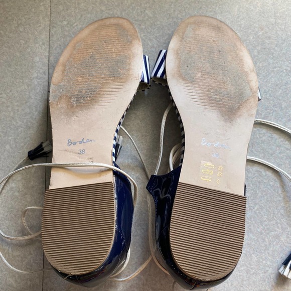 Boden White Navy Striped Sienna Leather Boating Coastal Grandma Nautical… - Picture 6 of 7